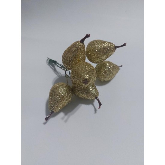 Груши в глиттере 25*45 мм цв. золото, цена за 6 шт